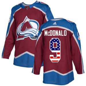 Herren Colorado Avalanche Eishockey Trikot Lanny McDonald #9 Authentic Burgundy Rot USA Flag Fashion